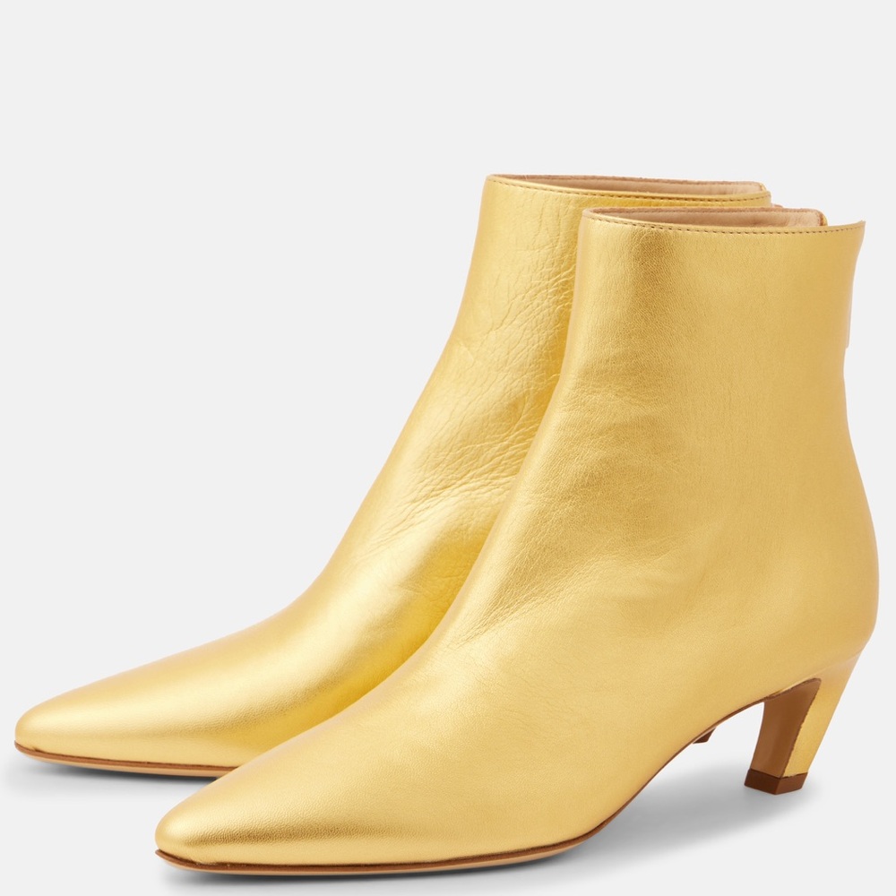 Gabriela Hearst Metallic Gold Leather Ankle Boots